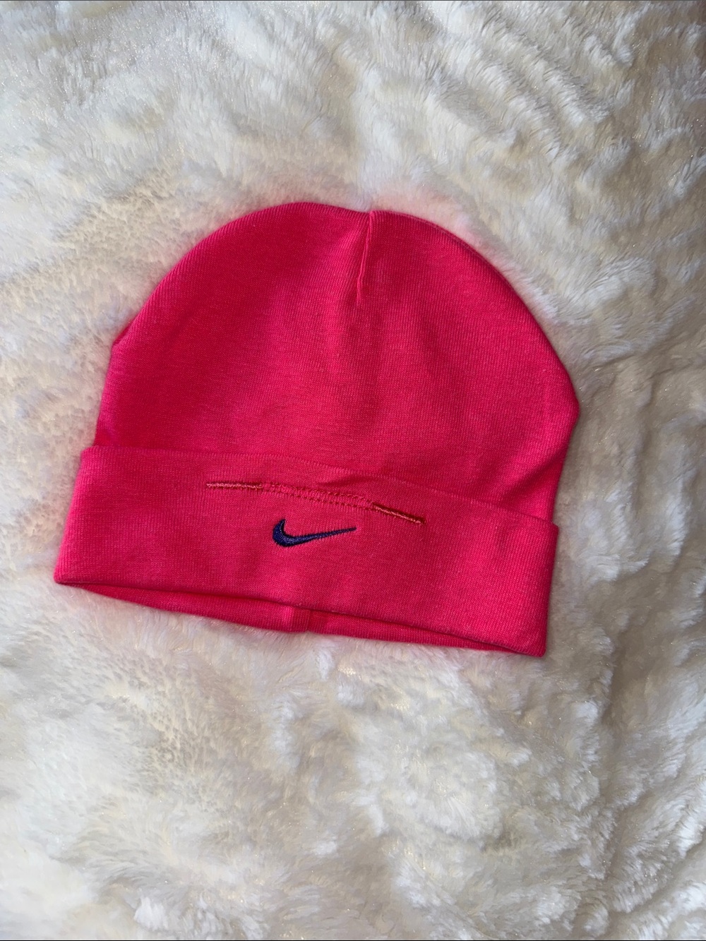 Nike Kids Hot Pink Beanie with Navy Swoosh